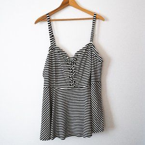 Torrid Striped Lace Up Peplum Top - Size 3